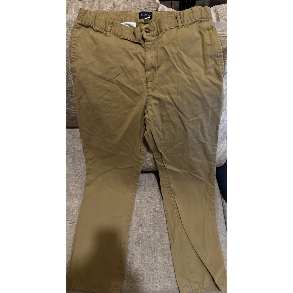 The Children's Place Boys Uniform Stretch Straight Chino Pants Tan Size 18 Husky